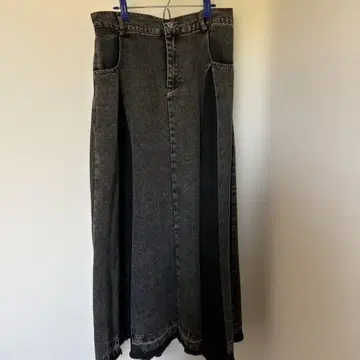 데님 롱 스커트 블랙