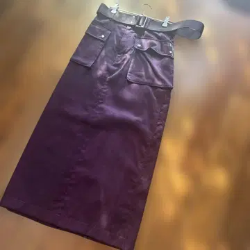 퍼플 타이트 스커트 벨트 포함