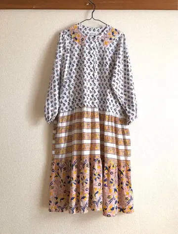 pokipcee 포키프시*블록 프린트 코튼 원피스