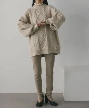 스타일 믹서기 오버 사이즈 케이블 니트 상의 스웨터