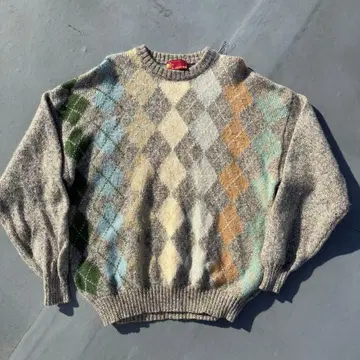 80s 90s IL GRANCHIO 이탈리아제 아가일 무늬 울 니트