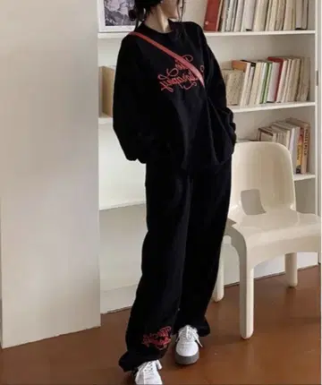 gossip! 로스앤젤레스 맨투맨 맨투맨 와이드 팬츠 룸웨어