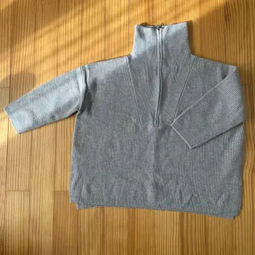 리브 하이넥 스웨터 그레이