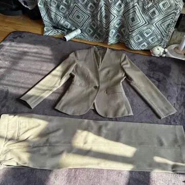 m.f.editorial 베이지 와이드 팬츠 수트 S