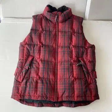 Eddie Bauer 빨간색과 블랙 체크 다운 베스트