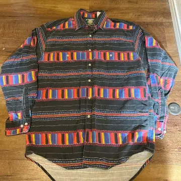 미국 빈티지 의류 블랙 베이스 다색 자수 디자인 긴팔 셔츠