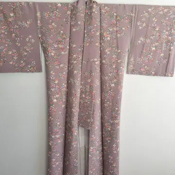 기모노 다회 코몬 연보라 고전 패턴 꽃무늬