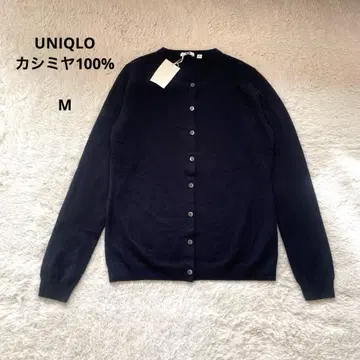 UNIQLO 캐시미어 100% 미사용품 크루넥 가디건 M 다크 네이비