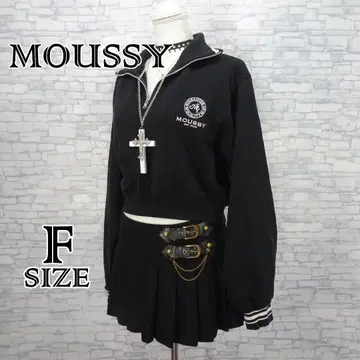 MOUSSY 크롭 하프 지퍼 맨투맨 트레이닝복 블랙 F