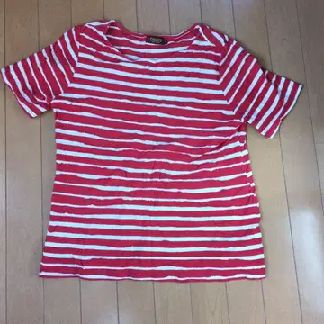 DECOY 빨흰 스트라이프 반팔 T셔츠 L 사이즈