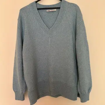 ZARA 스카이블루 V넥 니트 스웨터 M