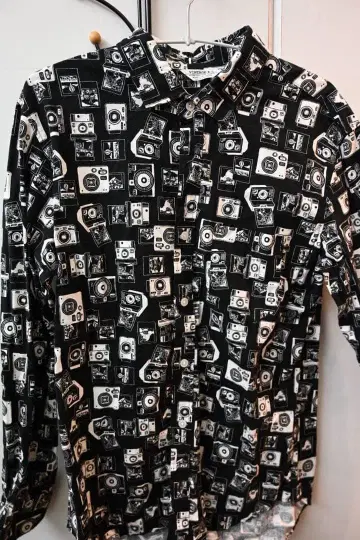 VINTAGE E.L. 카메라 패턴 긴팔 셔츠