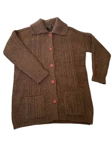 브라운 니트 가디건 고급 울 95 나일론 5 두꺼운 원단