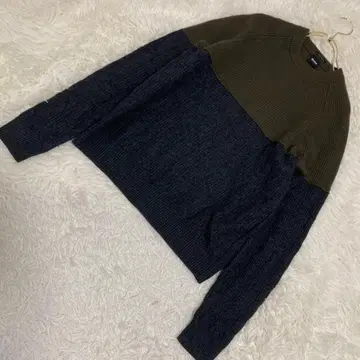 BOSS 바이컬러 니트 카키 차콜 S 깔끔한 세련됨