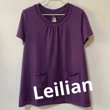 Leilian 레리안 니트 뒷트임 리본 장식 반팔 튜닉