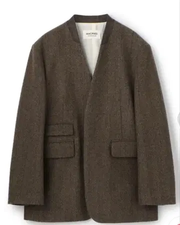 MACPHEE 알파카 헤링본 칼라리스 자켓
