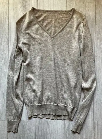 존 스메들리 에크루 베이지 V넥 니트 스웨터 긴팔 S