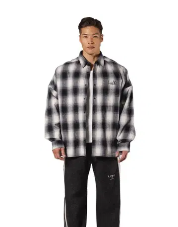 LYFT OVERSIZE FLANNEL SHIRT - BLACK