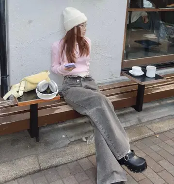 JOSE MOON/ LOOSE FIT WIDEDENIM black 34