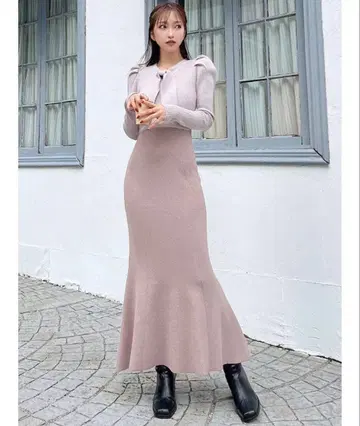 리젝시 보타이 머메이드 니트 원피스