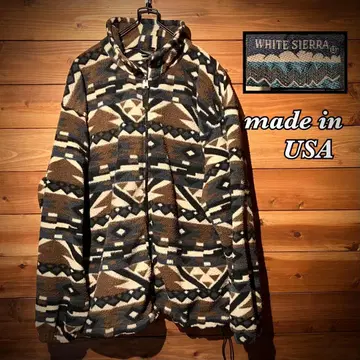 USA제 화이트 시에라 플리스 자켓 올 패턴 집업 M 아웃도어