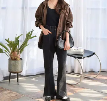 고베 레터스 블랙 하이웨스트 데님 작은 키용