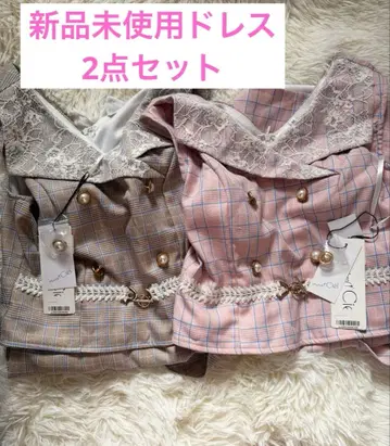 [ 새상품 ] 체크 무늬 드레스 2세트