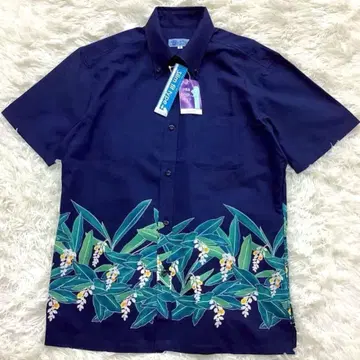 카리유시 웨어 M 네이비 오키나와 정장 꽃무늬 고급 축하 커플 관광