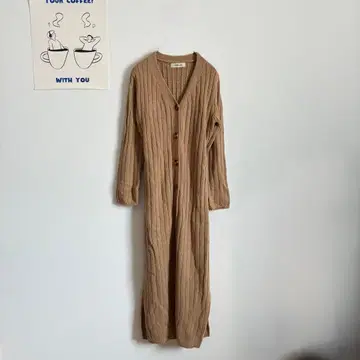 칠 리브 니트 가디건 원피스 롱 기장 깔끔한 캐주얼