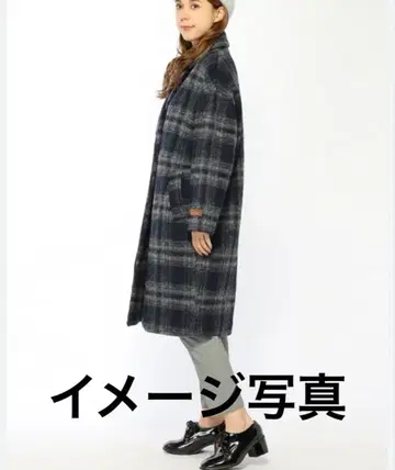 새상품급 테치치 Te chichi 브라운 체크 체스터 코트 F 사이즈