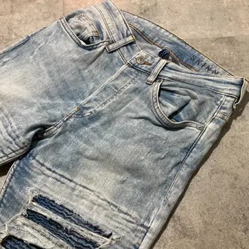 [ H&M ] 에이치앤엠 크러쉬 가공 스트레치 바이커 스키니 데님