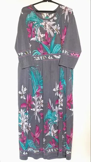 TAKUMI 꽃무늬 원피스 5부 기장 소매 M~L