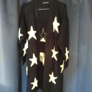 롱 크라운즈 별 패턴 오픈 프론트 가디건