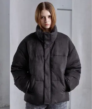 CLEL 볼륨 하이넥 숏 패딩 자켓 그레이 계열 XS