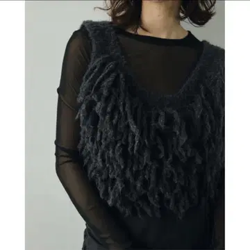 안누크 다크 그레이 프린지 니트 뷔스티에