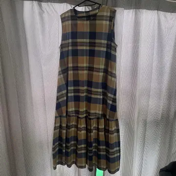 무인양품 마드라스 체크 롱 원피스 XL