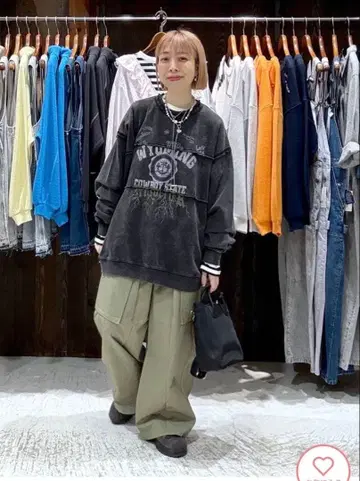 니코앤드 파우더 블리치 로고 풀오버 차콜