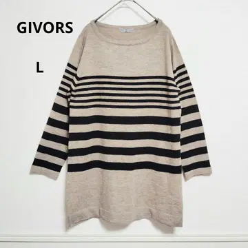 GIVORS 지보르 베이지 블랙 보더 상의 L 캐주얼 심플