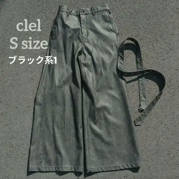 clel 빈티지 디자인 벨트 플레어 인조 가죽 팬츠 블랙 계열 1