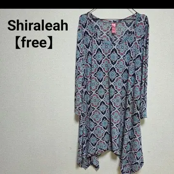 Shiraleah 꽃무늬 네이비 긴팔 튜닉 freesize