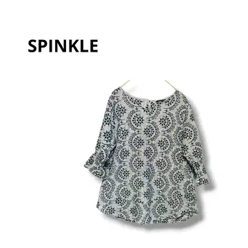 [스핀클] 셔츠 블라우스 꽃무늬 레이스 귀여운 자수 블루