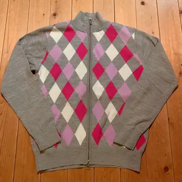 최종 가격 인하 타이틀리스트 아가일 무늬 니트 지퍼 스웨터