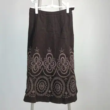 로라 애슐리 스커트 자수 브라운 코듀로이 LauraAshley