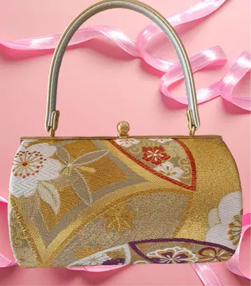 일본 의류용 백 꽃무늬 골드 컬러 중형