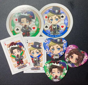 진격의 거인 프린세스 카페 리바이 엘빈 한지 캔뱃지 코스터