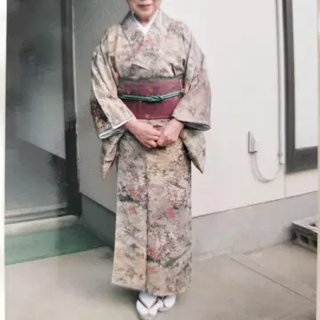 기모노 다회 코몬 고전 문양 풍경화 꽃무늬 그레이 계열