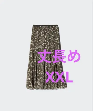 [ 미사용 새상품 ] 유니클로 쉬폰 캉캉 스커트 긴 길이 올리브 XXL