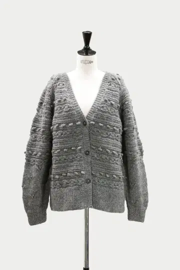 MACHATT 울 핸드 니트 가디건 그레이