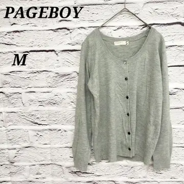 R4425 페이지 보이 [ M ] 긴팔 니트 가디건 얇은 소재 그레이