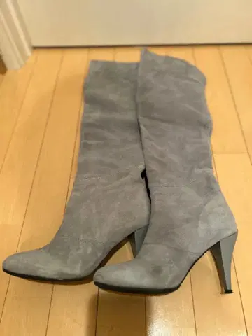 DURAS 그레이 스웨이드 니하이 부츠 M